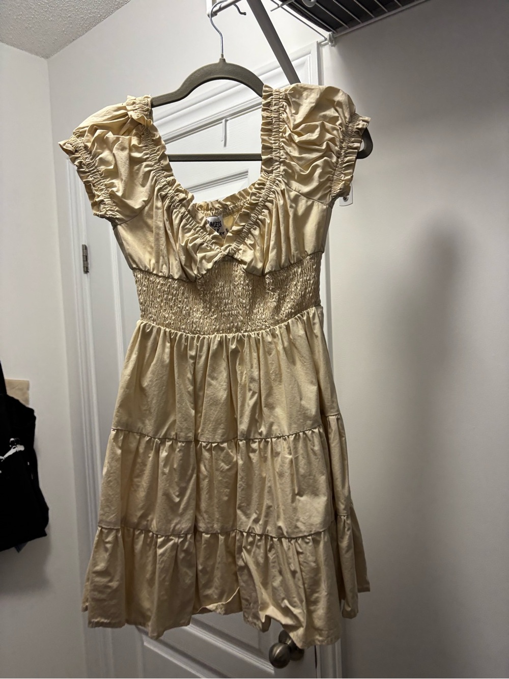 Princess Polly Cream Ruffled Smocked Babydoll Dress